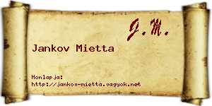 Jankov Mietta névjegykártya